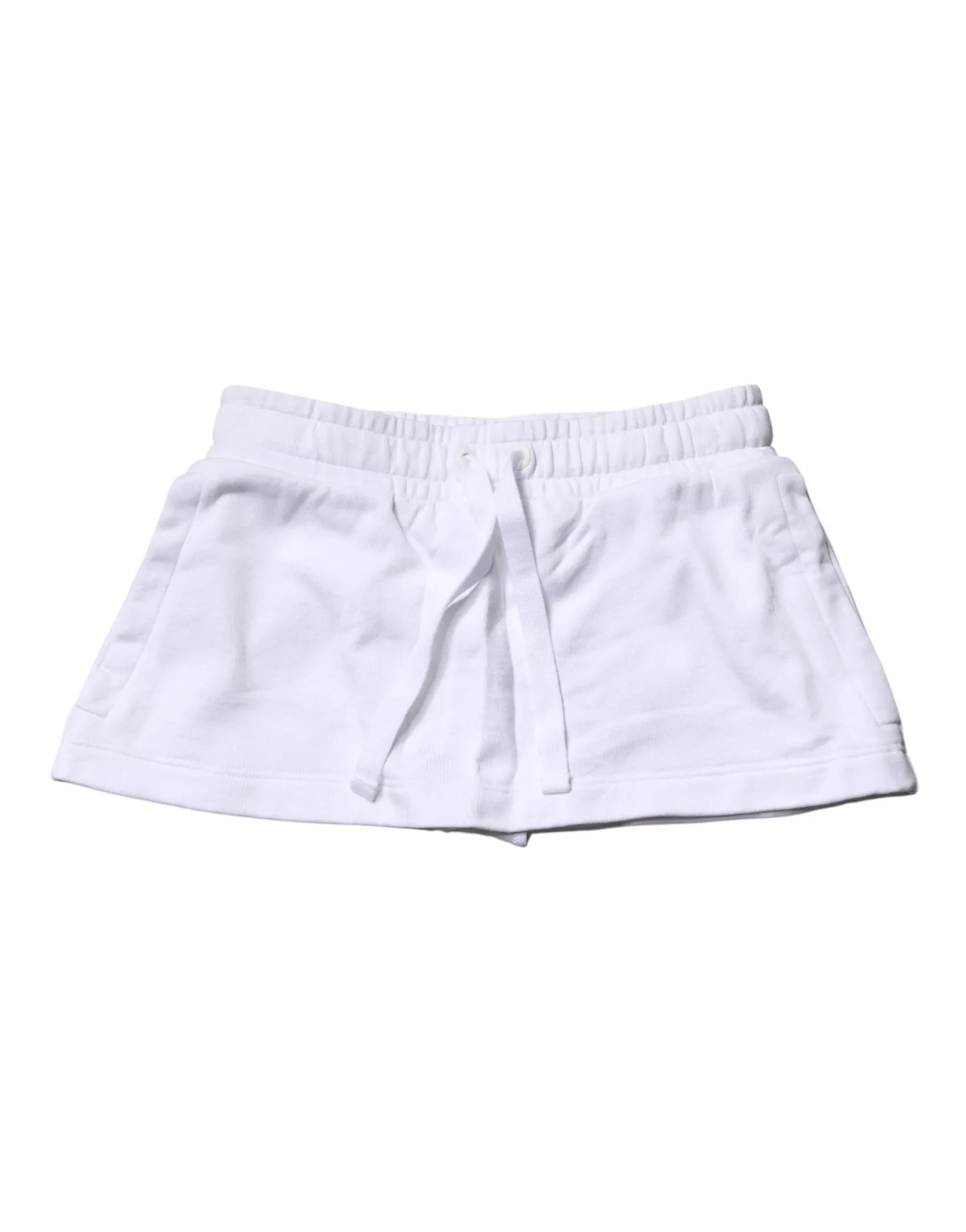 Dolce & Gabbana White Cotton Blend Mid Waist A-line Mini Skirt - Zeiniez