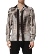 Dolce & Gabbana White Black Polka Dot Silk Men Casual Shirt