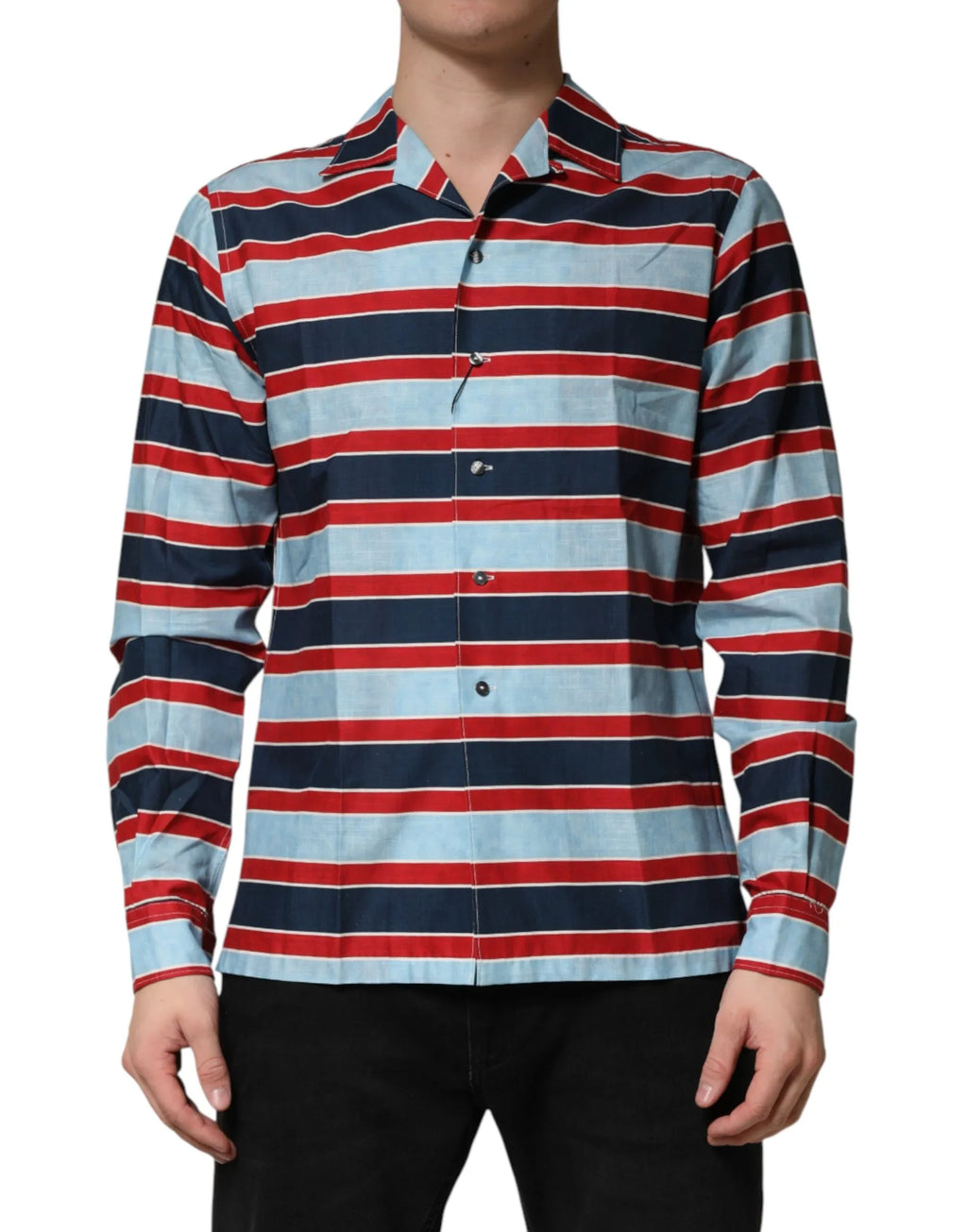 Dolce & Gabbana Multicolor Stripes Cotton Men Button Down Shirt - Zeiniez