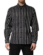 Dolce & Gabbana Black Stripes Cotton Men Formal Dress Shirt - Zeiniez