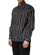 Dolce & Gabbana Black Stripes Cotton Men Formal Dress Shirt - Zeiniez