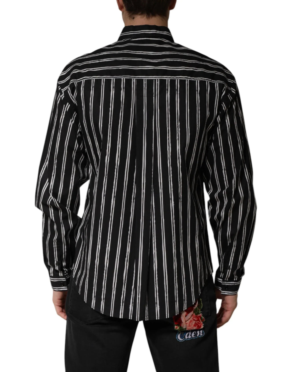 Dolce & Gabbana Black Stripes Cotton Men Formal Dress Shirt - Zeiniez