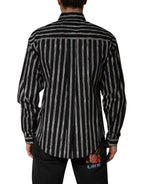 Dolce & Gabbana Black Stripes Cotton Men Formal Dress Shirt - Zeiniez
