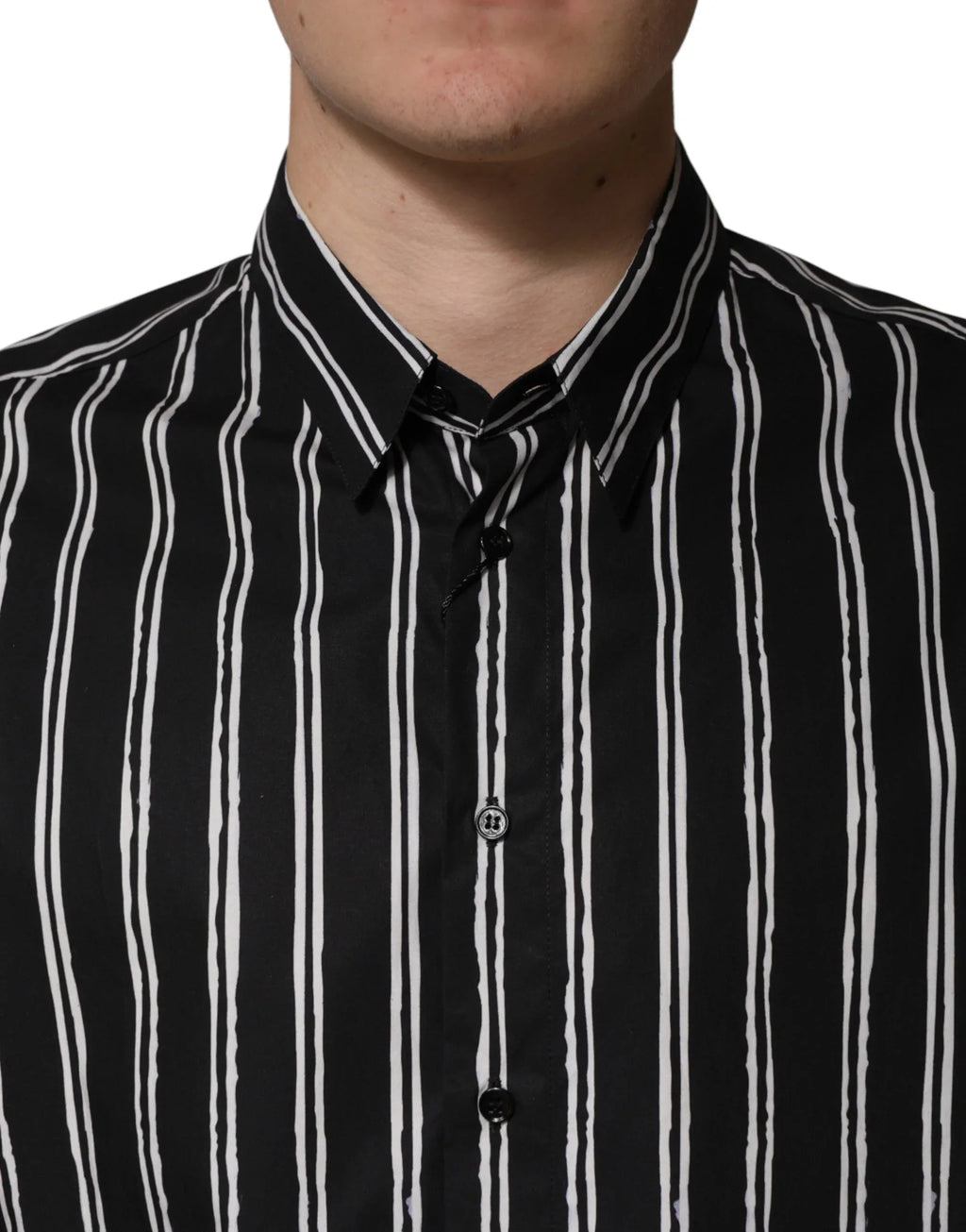 Dolce & Gabbana Black Stripes Cotton Men Formal Dress Shirt - Zeiniez