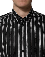 Dolce & Gabbana Black Stripes Cotton Men Formal Dress Shirt - Zeiniez