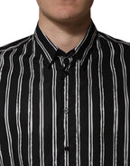 Dolce & Gabbana Black Stripes Cotton Men Formal Dress Shirt