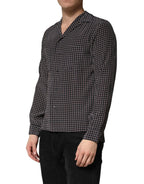 Dolce & Gabbana Black Patterned Silk Men Button Down Shirt - Zeiniez