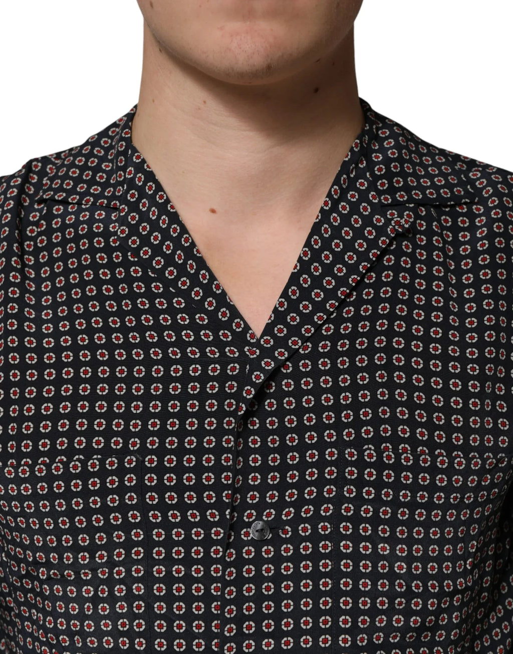 Dolce & Gabbana Black Patterned Silk Men Button Down Shirt - Zeiniez