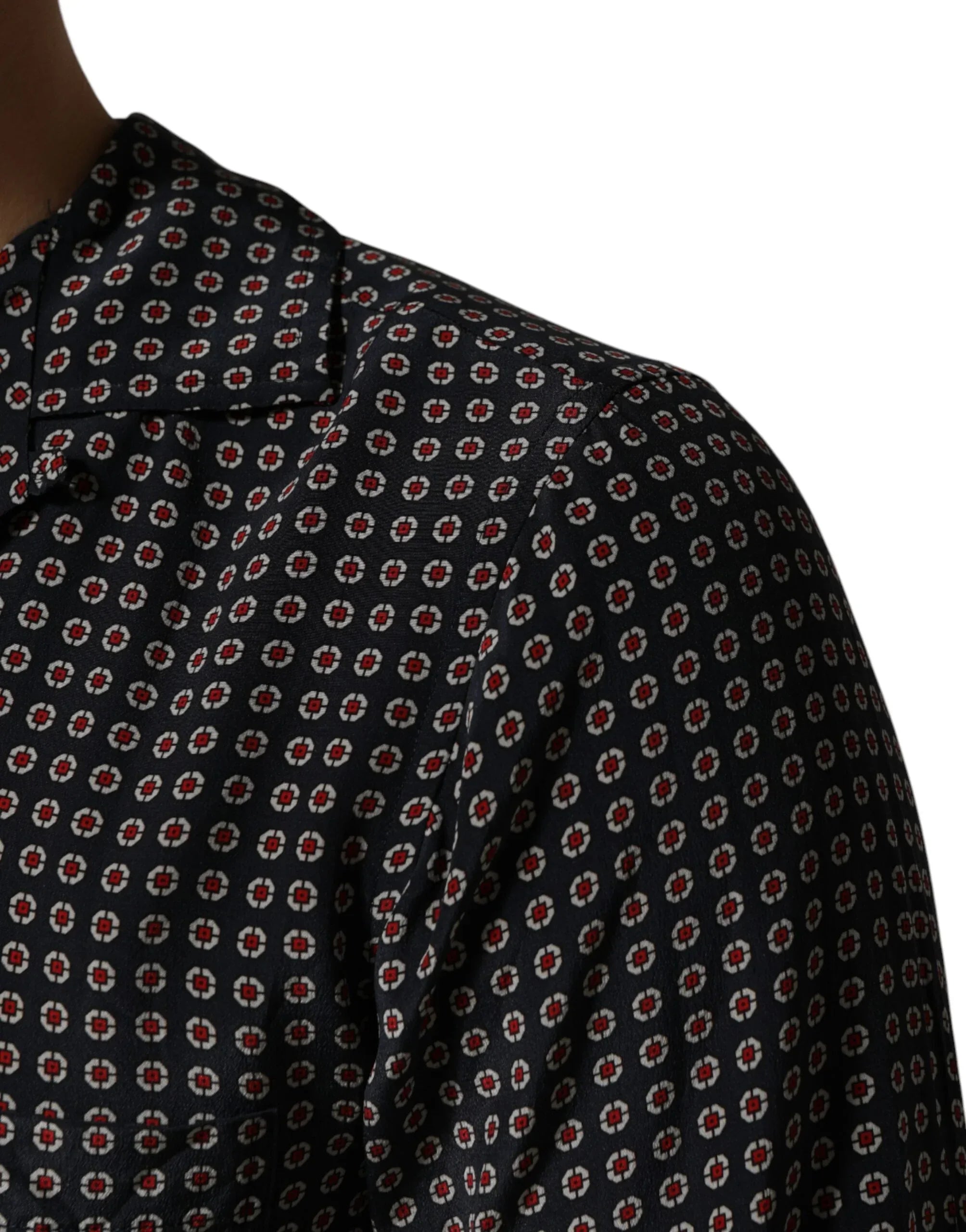 Dolce & Gabbana Black Patterned Silk Men Button Down Shirt - Zeiniez