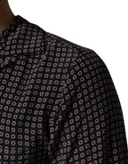 Dolce & Gabbana Black Patterned Silk Men Button Down Shirt