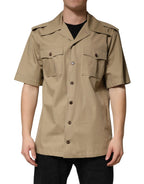 Dolce & Gabbana Brown Pin Up Short Sleeves Men Casual Shirt - Zeiniez
