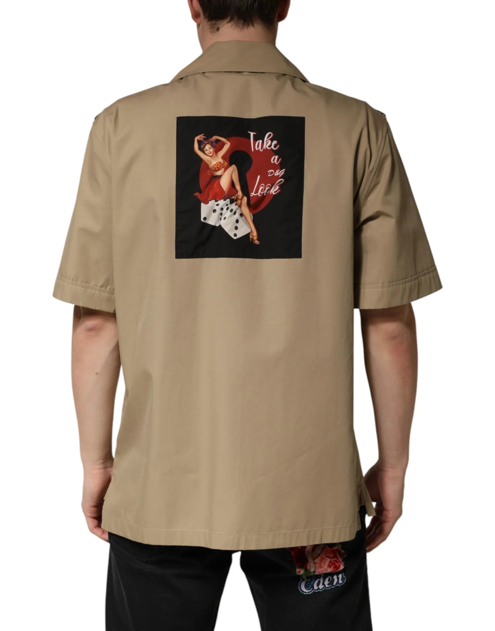 Dolce & Gabbana Brown Pin Up Short Sleeves Men Casual Shirt - Zeiniez