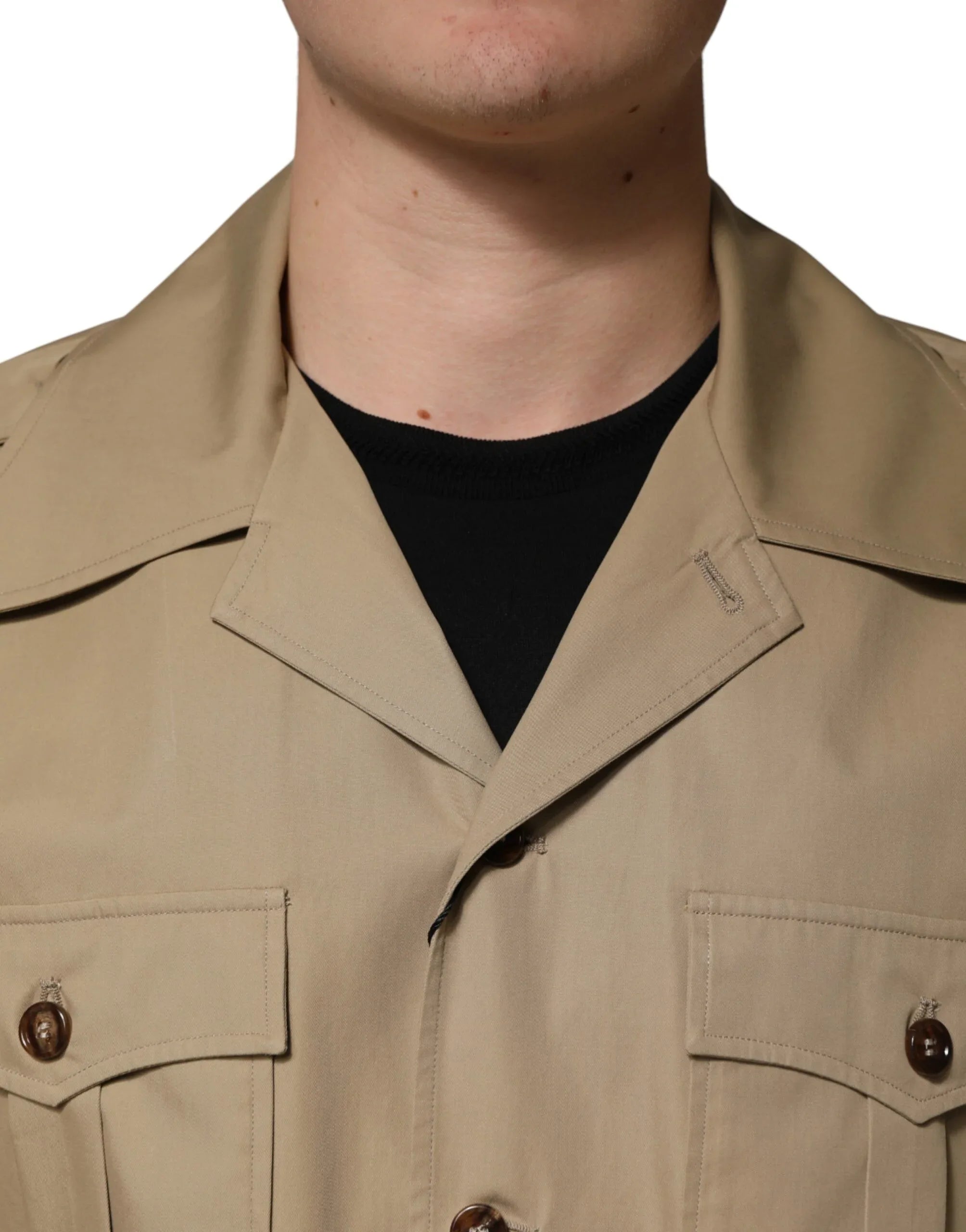 Dolce & Gabbana Brown Pin Up Short Sleeves Men Casual Shirt - Zeiniez