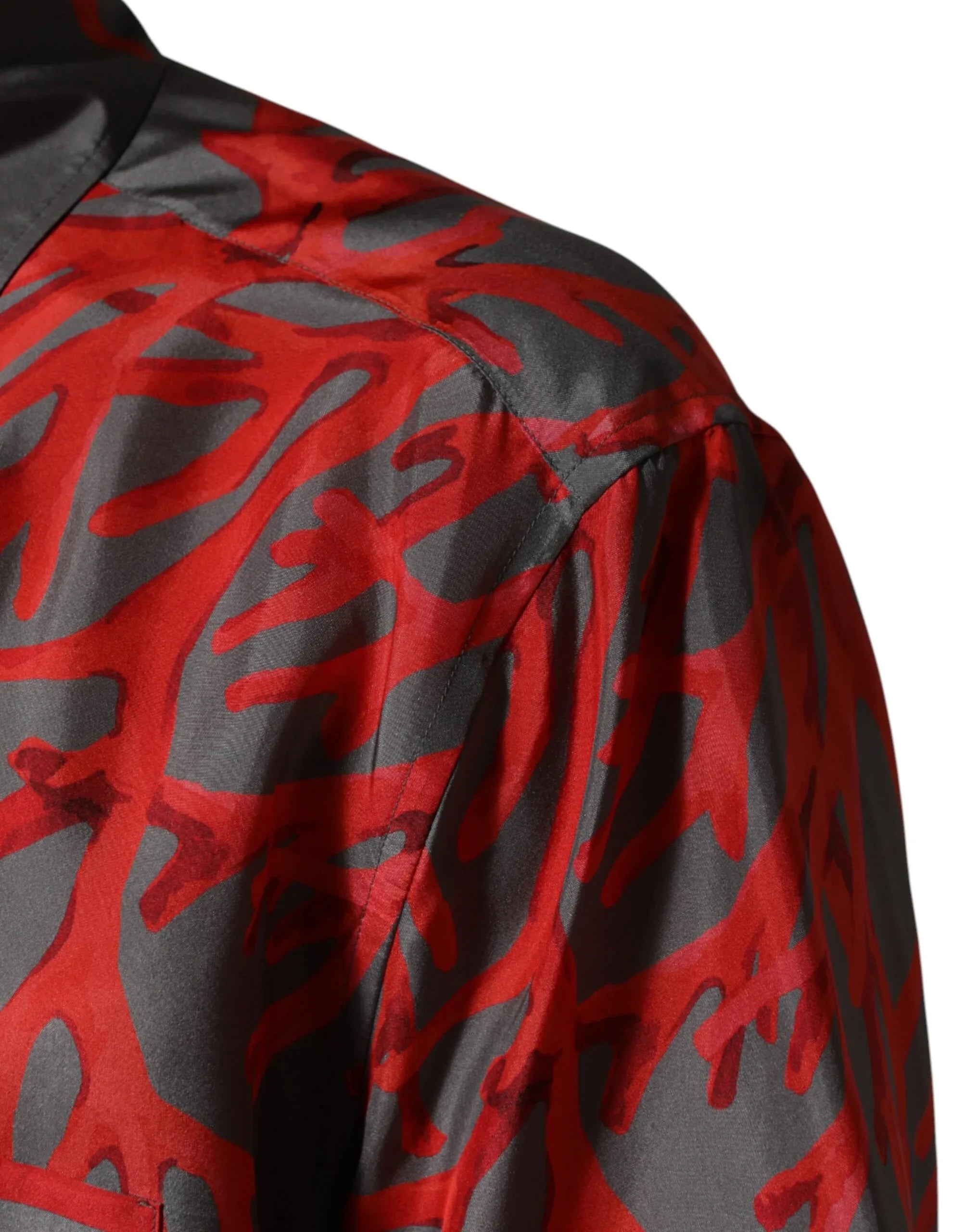 Dolce & Gabbana Gray Red Corals Short Sleeves Casual Shirt - Zeiniez