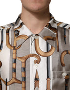 Dolce & Gabbana Multicolor Walking Stick Print Men Shirt - Zeiniez