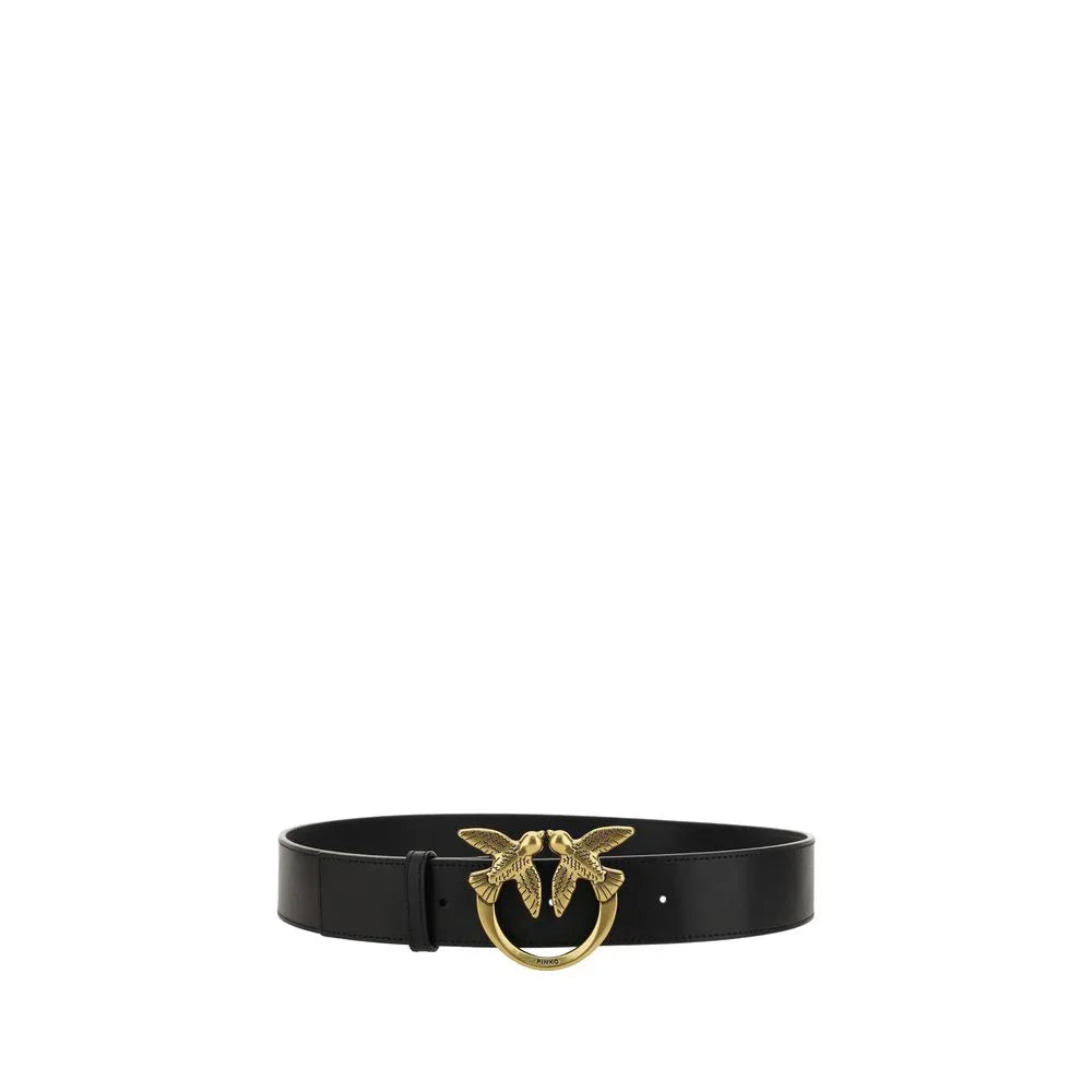 PINKO Black Calf Leather Bos Taurus Belt - Zeiniez