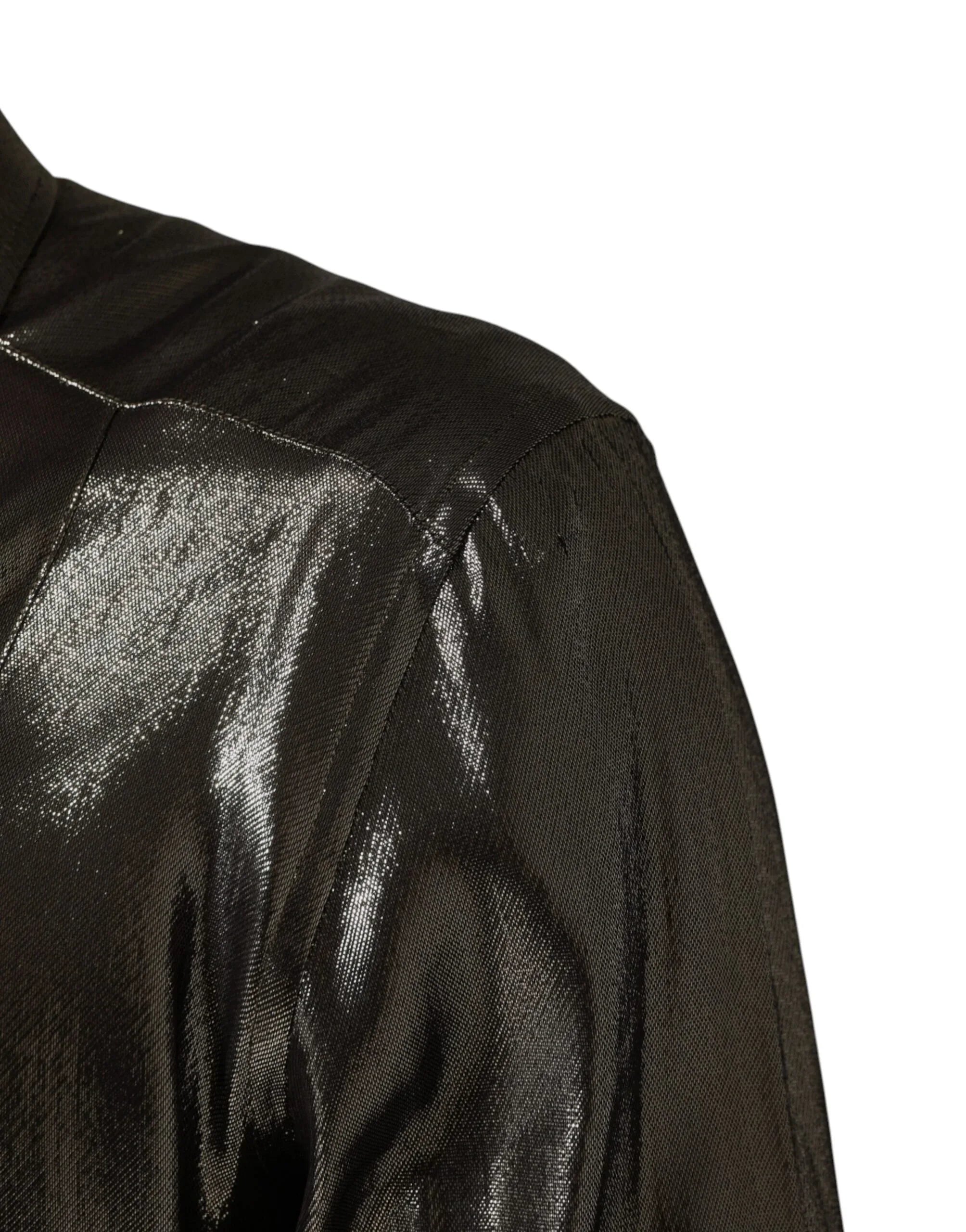 Dolce & Gabbana Silver Silk GOLD Collared Dress Formal Shirt - Zeiniez