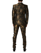Dolce & Gabbana Black Gold Jacquard Single Breasted 2PC Suit - Zeiniez