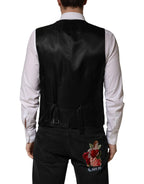 Dolce & Gabbana Black Wool Dress Men Formal Waistcoat Vest - Zeiniez