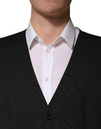 Dolce & Gabbana Black Wool Dress Men Formal Waistcoat Vest