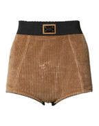 Dolce & Gabbana Brown Cotton High Waisted Hot Pants Shorts - Zeiniez