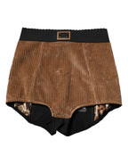 Dolce & Gabbana Brown Cotton High Waisted Hot Pants Shorts