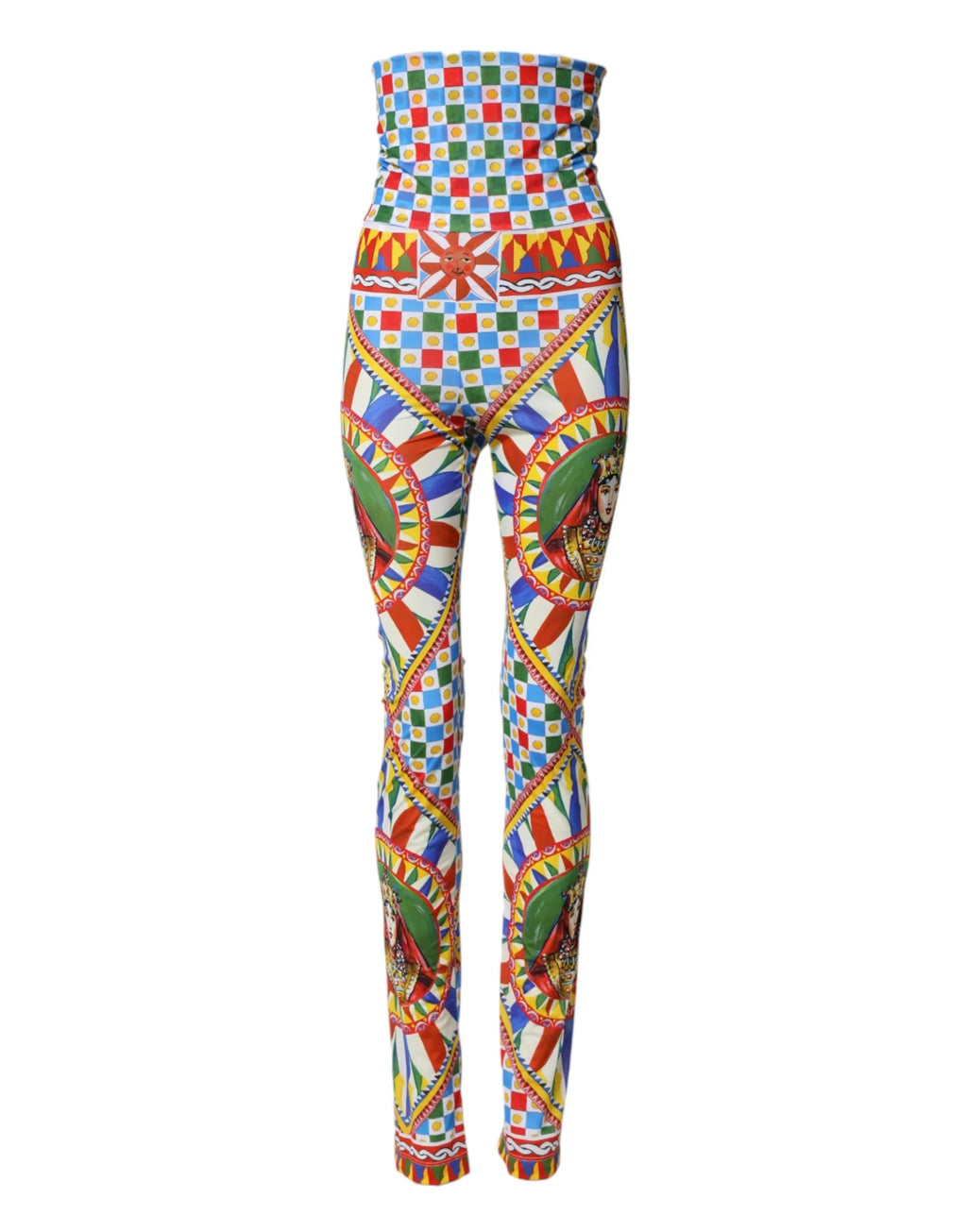 Dolce & Gabbana Multicolor Carretto Leggings High Waist Pants - Zeiniez