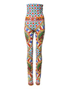 Dolce & Gabbana Multicolor Carretto Leggings High Waist Pants - Zeiniez