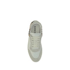 Burberry White Calf Leather Bos Taurus Low Top Sneakers
