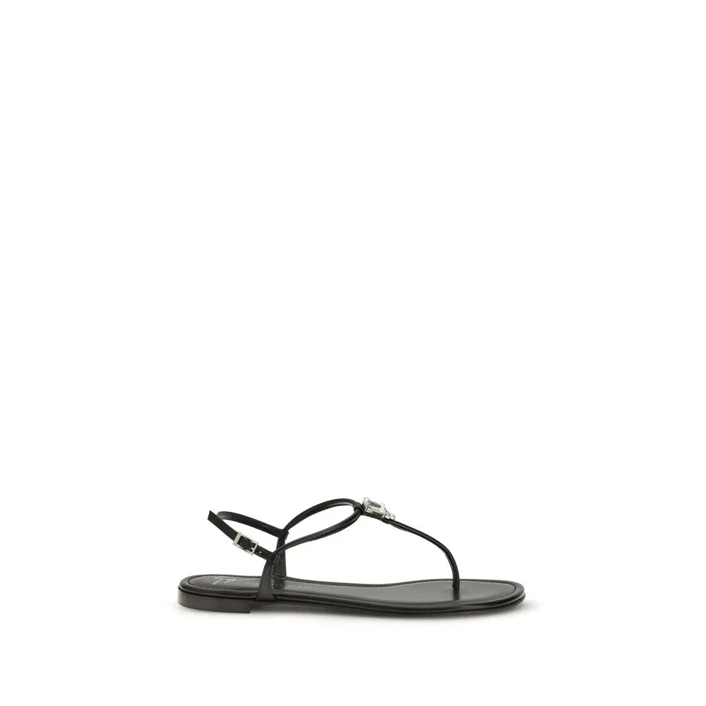Giuseppe Zanotti Black Calf Leather Bos Taurus Sandals - Zeiniez