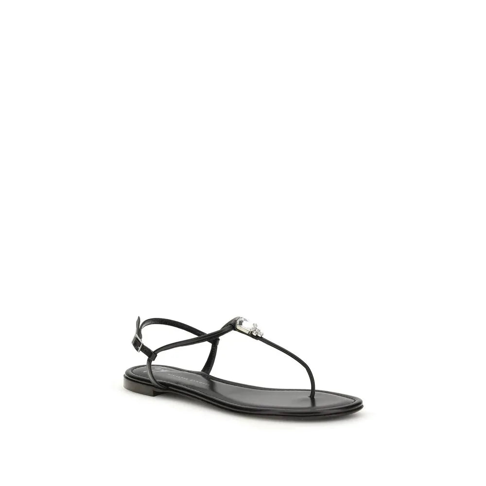 Giuseppe Zanotti Black Calf Leather Bos Taurus Sandals - Zeiniez