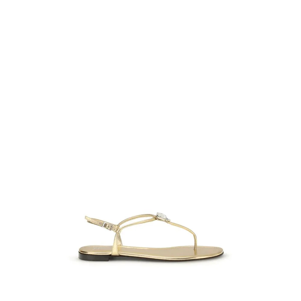 Giuseppe Zanotti Gold Calf Leather Bos Taurus Sandals - Zeiniez