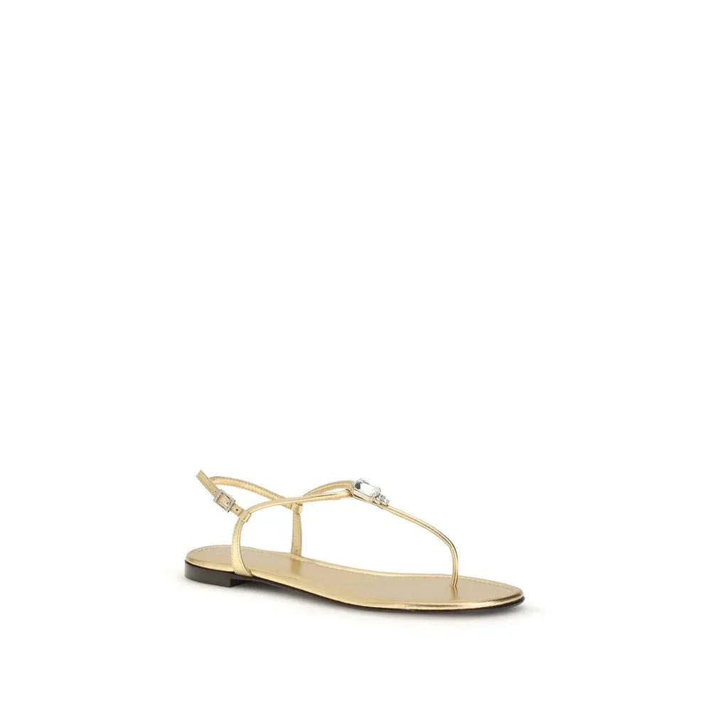 Giuseppe Zanotti Gold Calf Leather Bos Taurus Sandals - Zeiniez