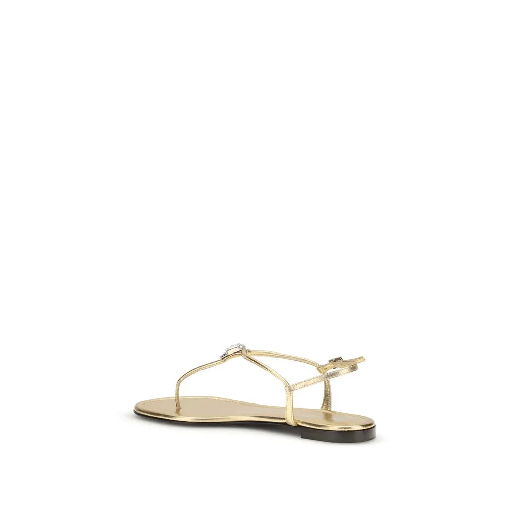 Giuseppe Zanotti Gold Calf Leather Bos Taurus Sandals - Zeiniez
