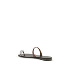 Giuseppe Zanotti Brown Calf Leather Bos Taurus Flat Sandals - Zeiniez
