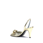 Valentino Garavani Gold Calf Leather Bos Taurus Stiletto Heel Sandals - Zeiniez