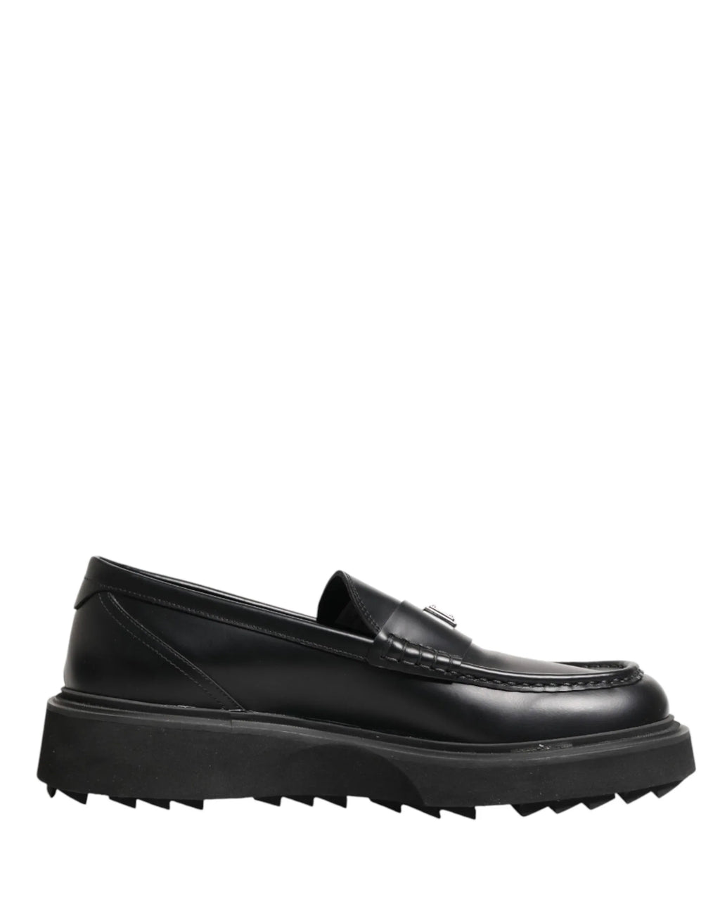Dolce & Gabbana Black Leather DG Plaque Loafers Dress Shoes - Zeiniez