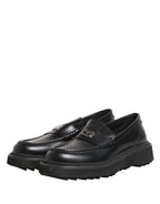 Dolce & Gabbana Black Leather DG Plaque Loafers Dress Shoes - Zeiniez