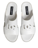 Dolce & Gabbana White DG Cutout Slides Slippers Flats Shoes - Zeiniez