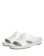 Dolce & Gabbana White DG Cutout Slides Slippers Flats Shoes - Zeiniez