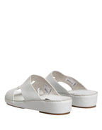 Dolce & Gabbana White DG Cutout Slides Slippers Flats Shoes - Zeiniez
