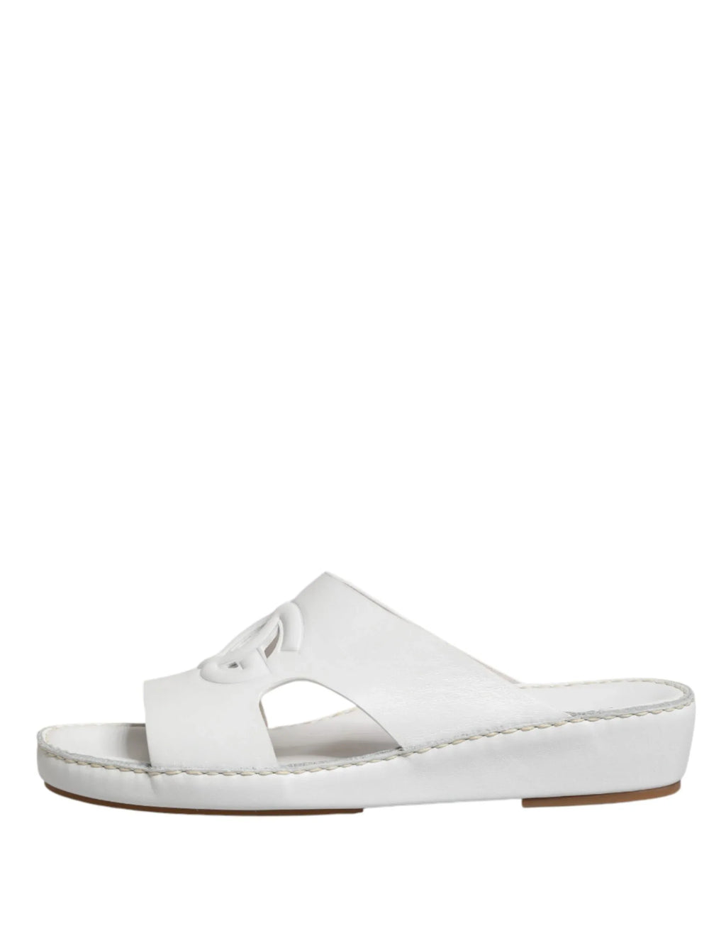 Dolce & Gabbana White DG Cutout Slides Slippers Flats Shoes - Zeiniez