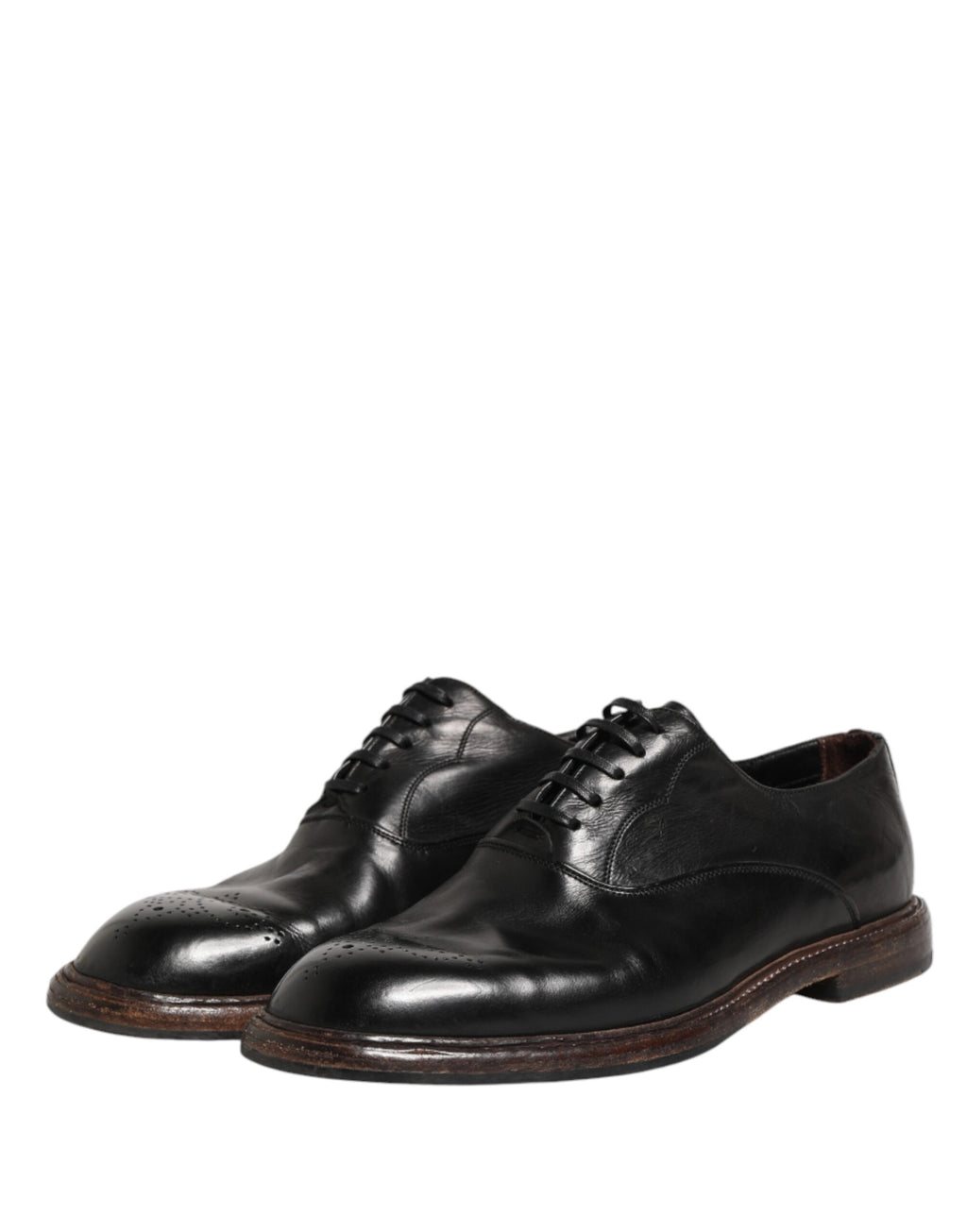 Dolce & Gabbana Black Calfskin Leather Oxford Dress Shoes