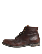 Dolce & Gabbana Brown Lace Up Short Ankle Boots Men Shoes - Zeiniez