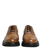 Dolce & Gabbana Brown Lace Up Leather Brogue Derby Men Shoes - Zeiniez