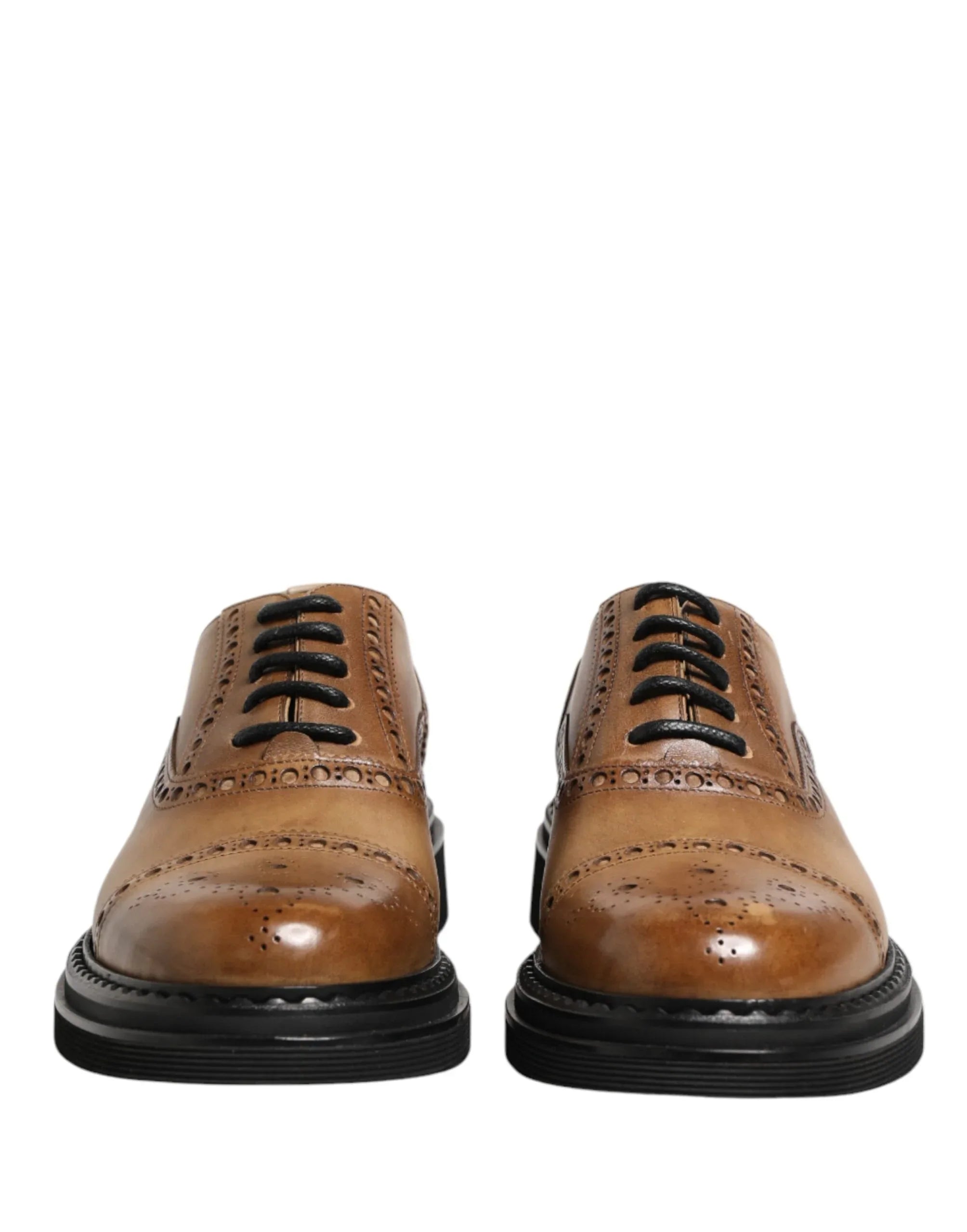 Dolce & Gabbana Brown Lace Up Leather Brogue Derby Men Shoes - Zeiniez