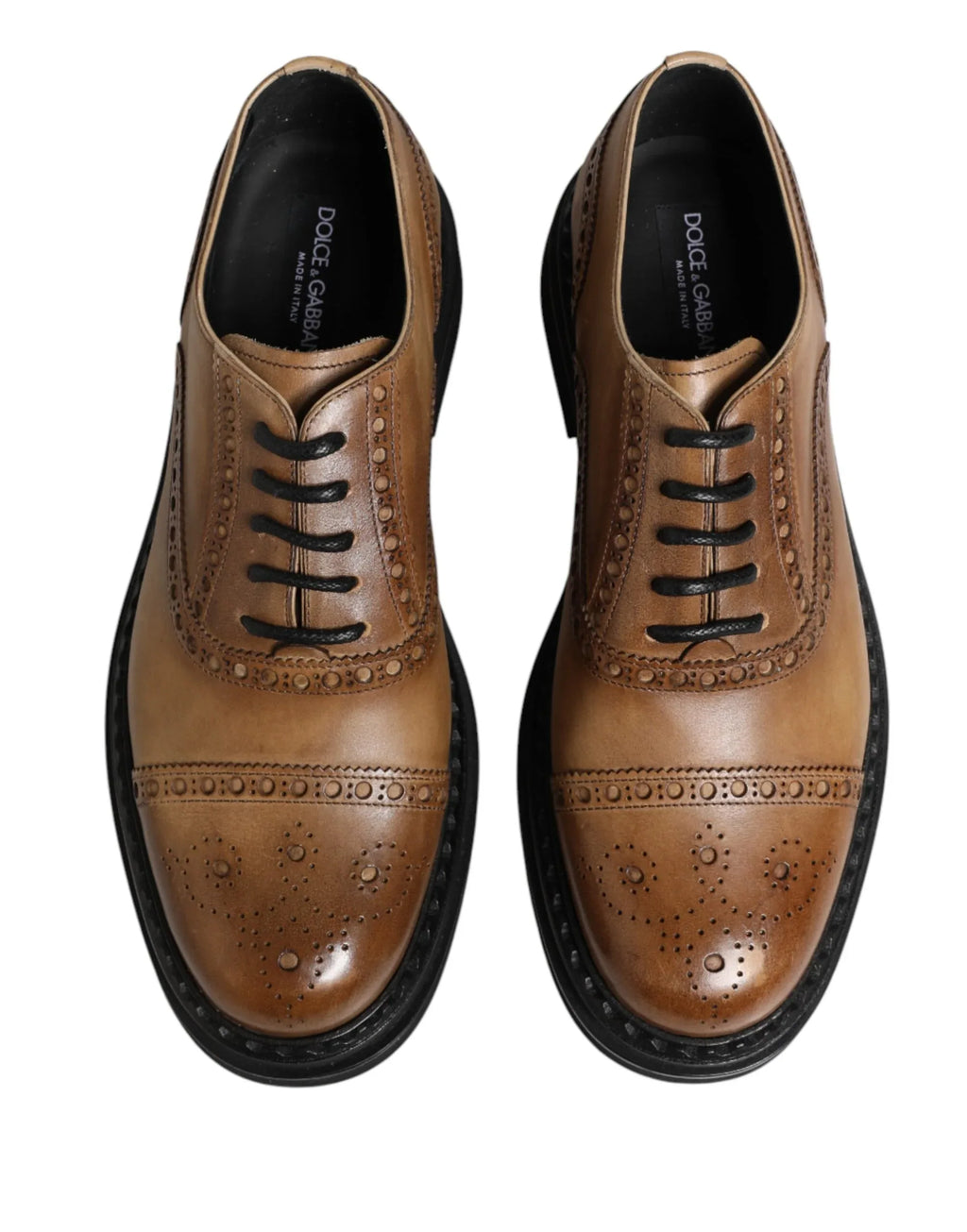 Dolce & Gabbana Brown Lace Up Leather Brogue Derby Men Shoes - Zeiniez