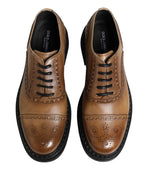 Dolce & Gabbana Brown Lace Up Leather Brogue Derby Men Shoes - Zeiniez