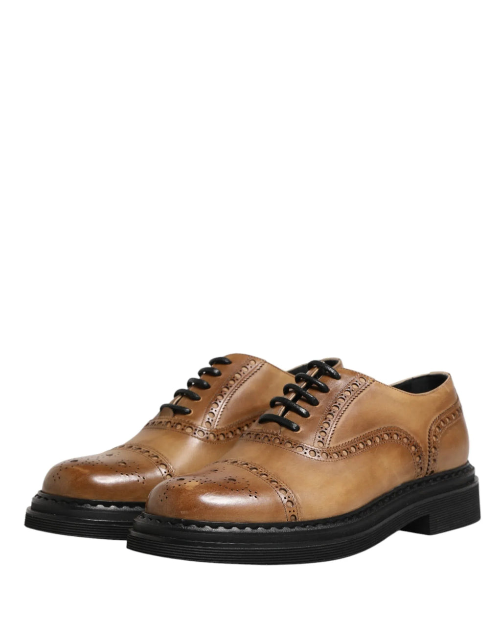 Dolce & Gabbana Brown Lace Up Leather Brogue Derby Men Shoes - Zeiniez