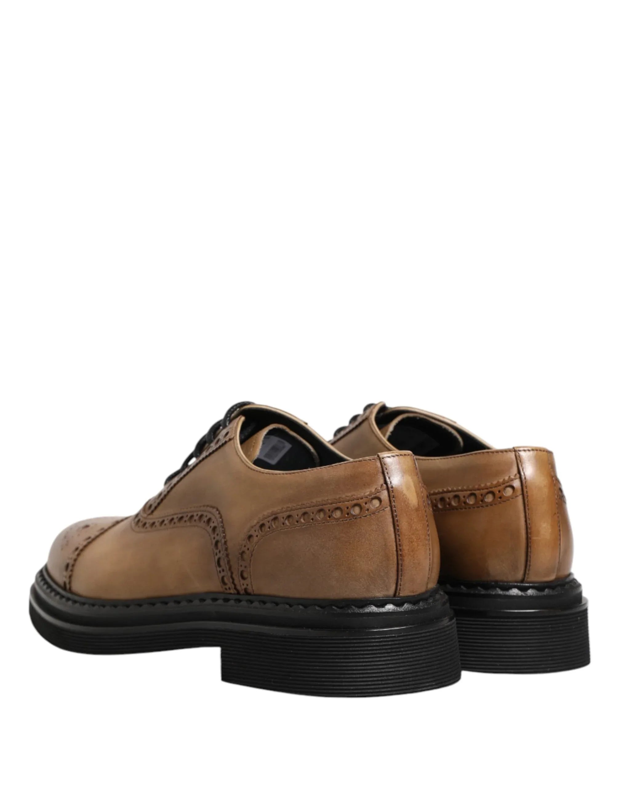 Dolce & Gabbana Brown Lace Up Leather Brogue Derby Men Shoes - Zeiniez